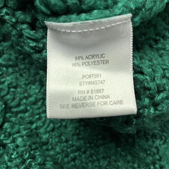 Olivia Sky Emerald Green Chunky Textured Knit Crew Neck Sweater - Size Large - Picture 4 of 7